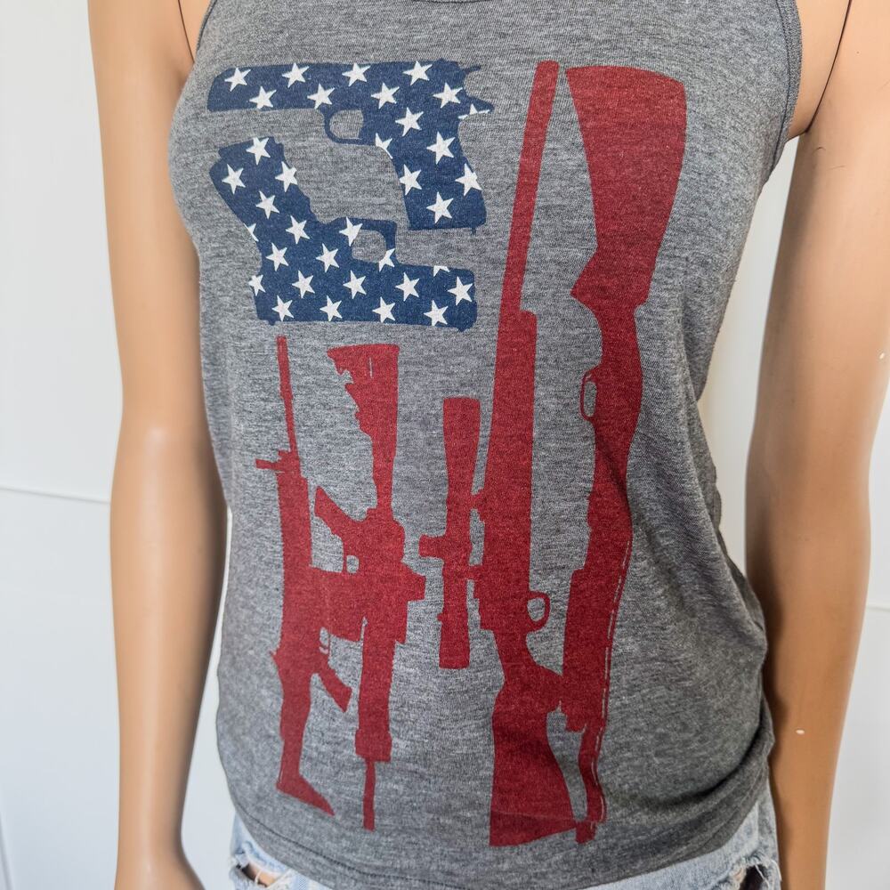 ART 15 Clothing, American Flag/Fire Arm Theme Women’s Tank-Size S/M-Patriotic - Picture 3 of 7